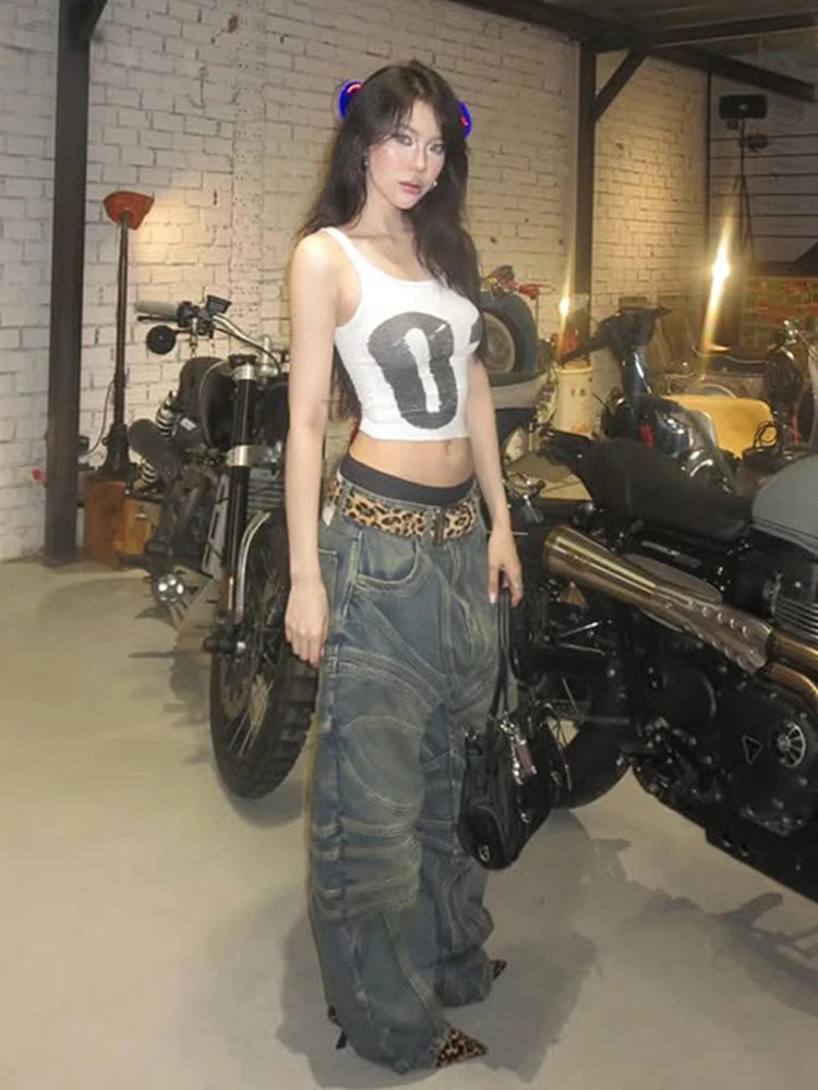 Digital Print Vest Women Hottie u-Neck Skinny Simple Elasticity Sporty Fashion Street Party Classic Casual Daily Topsr