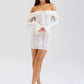 Off-shoulder Lace Sexy Mini Dress For Women White Strapless Long Sleeve Backless Bodycon Club Party Sexy Dress Elegant
