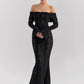 Lace Off-shoulder Sexy Maxi Dress Women Strapless Backless Long Sleeve Bodycon Evening Club Party Long Dress Elegant