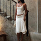 Patchwork Jacquard Simple 2-Piece Set Women Halter Bandage Backless Vest+Irregular Hem Folds Skirt Elegant Party Suit
