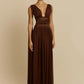 Deep V Neck Backless Sexy Maxi Dress Women Elegant Sleeveless Backless Bodycon Pleated Club Party Long Dress Female