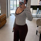 Autumn New Style 2 Piece Set Woman Sequin Print Low-Neck Full Sleeve T-Shirts+Skinny Wrap Hip Crop Pants Casual Suits
