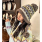 Casual Warm Striped Colorful Pom Pom Beanie For Women