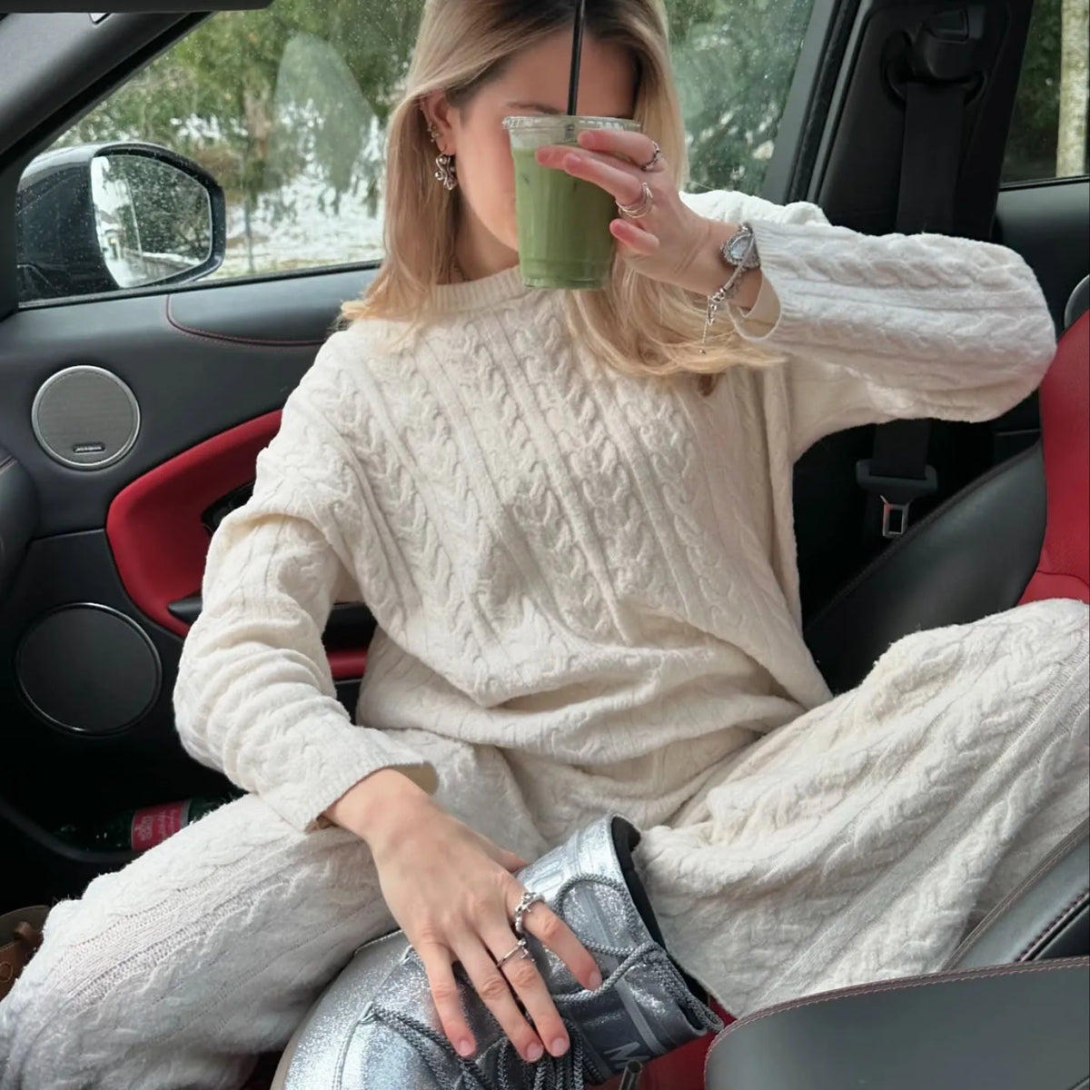 Y2K Preppy Crewneck Loose Fit Pullover Knitwear Shirts Women Cable Knit Sweater Winter Warm Sweaters Top Jumpers