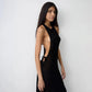 Backless Side Slit Thin Dress Women Halter Waistless Lace-Up Summer Sexy Beach Vacation Hottie Stretch Slim Clubwear