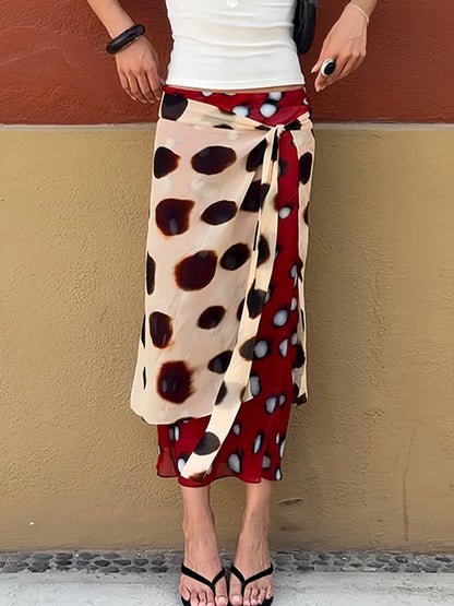 Patchwork Leopard Print Skirt Women Bandage Color Blocking High Street Summer Fashion Midnight Hip-Hop Style Bottoms