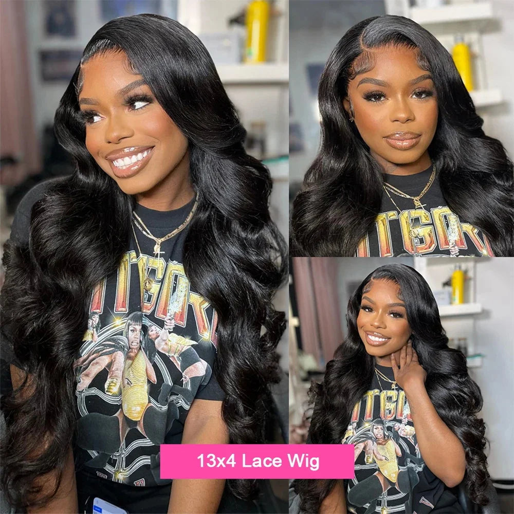 30 40 Inch 13x4 Transparent HD Lace Frontal Body Wave Human Hair Wig For Black Women