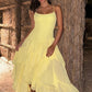 High Street Dress Woman Ruched Elegant Sling Summer Trend Low-Neck Backless Irregular Ruffles Hem Fashion Long Bodycon