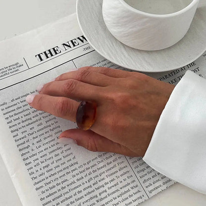 Y2K Bohemian Thick Resin Wide Finger Rings for Women 2026 New Fashion Simple Smooth Charm Ring Party Banquet Jewelry Gift