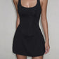 Fashion Simple Dress Women Trend Classic Low-Neck Sleeveless Patchwork  Stretch Skinny Elegant Party Club Bodycon
