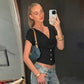 Button Cowl Neck Short Sleeve Summer Tops for Women Clothes Fashion 2026 Womans Shirts