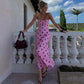 Polka Dot Print Pink Summer Dresses 2026 Sexy Lace Up Backless Maxi Dress Women' S Clothes