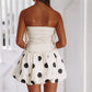 Women Mini Dress Dot Print Side Drawstring Tube Dress Summer Fashion Backless Casual Balloon Dress Strapless Dress
