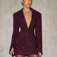 Ruched Blazer Mini Dress Sexy Deep V Neck Long Sleeve Dresses Woman Clothes Fall Winter