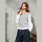 Women's Contrast Patchwork Cardigan with Drawstring Waist, Round Neck Long Sleeve Casual Top for Everyday Wear