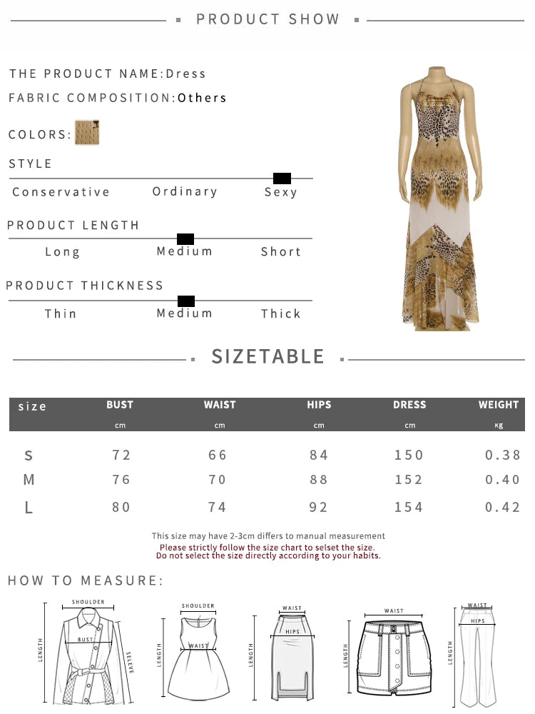Sexy Fashion Long Dress Woman Leopard Print Lace-Up Halter Backless Sleeveless Shape Waist Ruffles Hem Elegant Vestidos