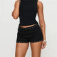 Women Low Waist Studs Fold Over Micro Short Punk Y2K Casual Mini Bottoms Shorts Pj Trendy Skinny Yoga Pajamas