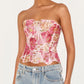 Sexy Print Hollow Out Corset Top Women Slim Bandage Strapless Backless Sleeveless Female Tops Summer Lady Y2k Party Vest