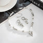 Vintage Imitation Pearl Choker Necklace Drop Earrings for Women Wedding Bridal Beads Chain Love Heart Jewelry Set New