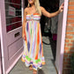 Women's Strapless Long Dress Y2K Vintage Bohemian Sleeveless Drawstring Loose Tube Dress Summer Beach Sun Dress
