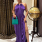 Elegant Ruched Halter Dress Woman Sexy Sleeveless Summer Trend Silky Skinny Gown Robe Vacation Banquet Party Vestidos