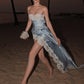 Patchwork Jacquard Dress Women Irregular Hem Irregular Metal Decoration Hollow Vacation Elegant Beach Party Vestidos