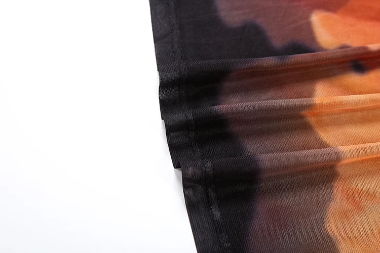 Stretch See Through Dress Women Beach Vacation Flower Print Halter Backless Bandage Sleeveless Party Elegant Vestidos