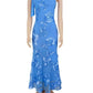 3D Floral Applique Sexy Maxi Dress Women Elegant One Shoulder Backless Sleeveless Bodycon Club Party Evening Long Dress