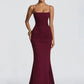 Spaghetti Strap Backless Sexy Maxi Dress Women Elegant Square Collar Sleeveless Bodycon Club Party Mermaid Long Dress