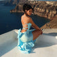 Lace-up Bow Detail Backless High Slit Maxi Dress Light Blue Beach Vacation Dresses Party Outfit for Woman 2026