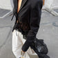 Jacquard Patchwork Long Coat Women Autumn Trend Elegant Irregular Hem Full Sleeve Bandages Dell V-Neck Chic Streewear