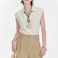 Sleeveless Button-Up Shirt with Scarf Tie, Slim Fit Office Blouse, Elegant Solid Color Workwear Top for Women