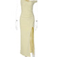 Asymmetric One Shoulder Sexy Maxi Dress Women Elegant Diagonal Collar Sleeveless Backless Cocktail Evening Party Dress