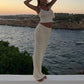 Women Sparkly Two Piece Skirt Outfits Sleeveless Spaghetti Strap Scoop Neck Cami Tops Bodycon Sexy Maxi Skirts
