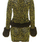 Wild Leopard Print 2Piece Set Woman Autumn Trend Furry Patchwork Full Sleeve Tops+Skinny Mini Skirts Street Style Outfits