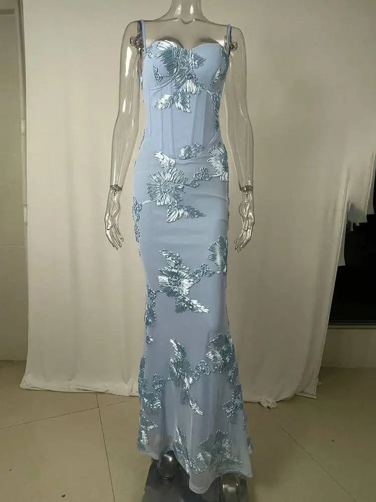 Spaghetti Strap Print Sexy Maxi Dress Women Fashion Off-shoulder Sleeveless Backless Bodycon Club Party Long Dresses