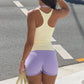 Casual 3 Piece Set Halter Tank Top Sports Bra and High-waist Shorts Summer Yoga Running Fitness Womens Outfits
