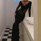Lace Patchwork Long Dress Woman Autumn Trend o-Neck Full Sleeve High Waist Robe Midnight Prom Party Elegant Vestidos