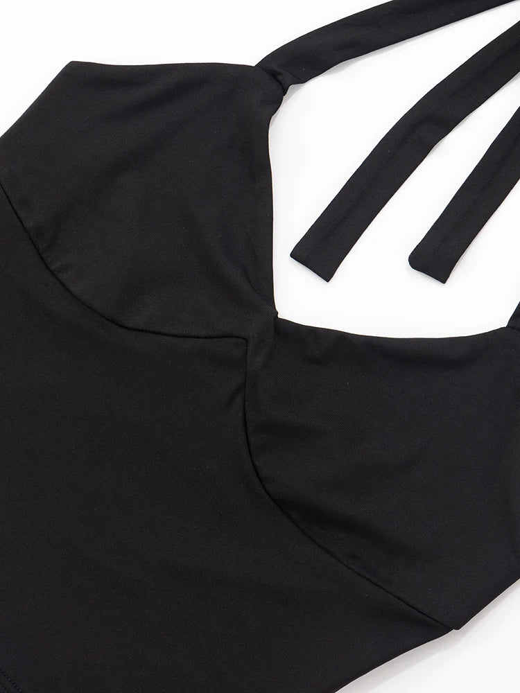 Bow 2Piece Set Women Casual Halter Backless V-Neck Tank Tops+Split Bike Shorts Sporty Stretch Solid Summer Sweatsuits