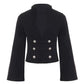 Black Cropped Jacket Double-breasted Buttons Flared Sleeves Blazers Coats for Woman Winter 2026