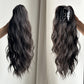 Synthetic Claw Clip Ponytail 18Inch Long Wavy Black Brown Heat Resistant Type Layered Horse Tail  Hair Extension