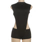 Black Cutout Sleeveless Bodysuit Rompers Sexy Women's High Waist Jumpsuit With Chains Plus Size Outfit Night Club Wear
