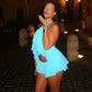 See Through Mesh 2 Piece Set Ruffled Halter Top and Shorts Sexy White Summer Vacation Beach Outfits Women