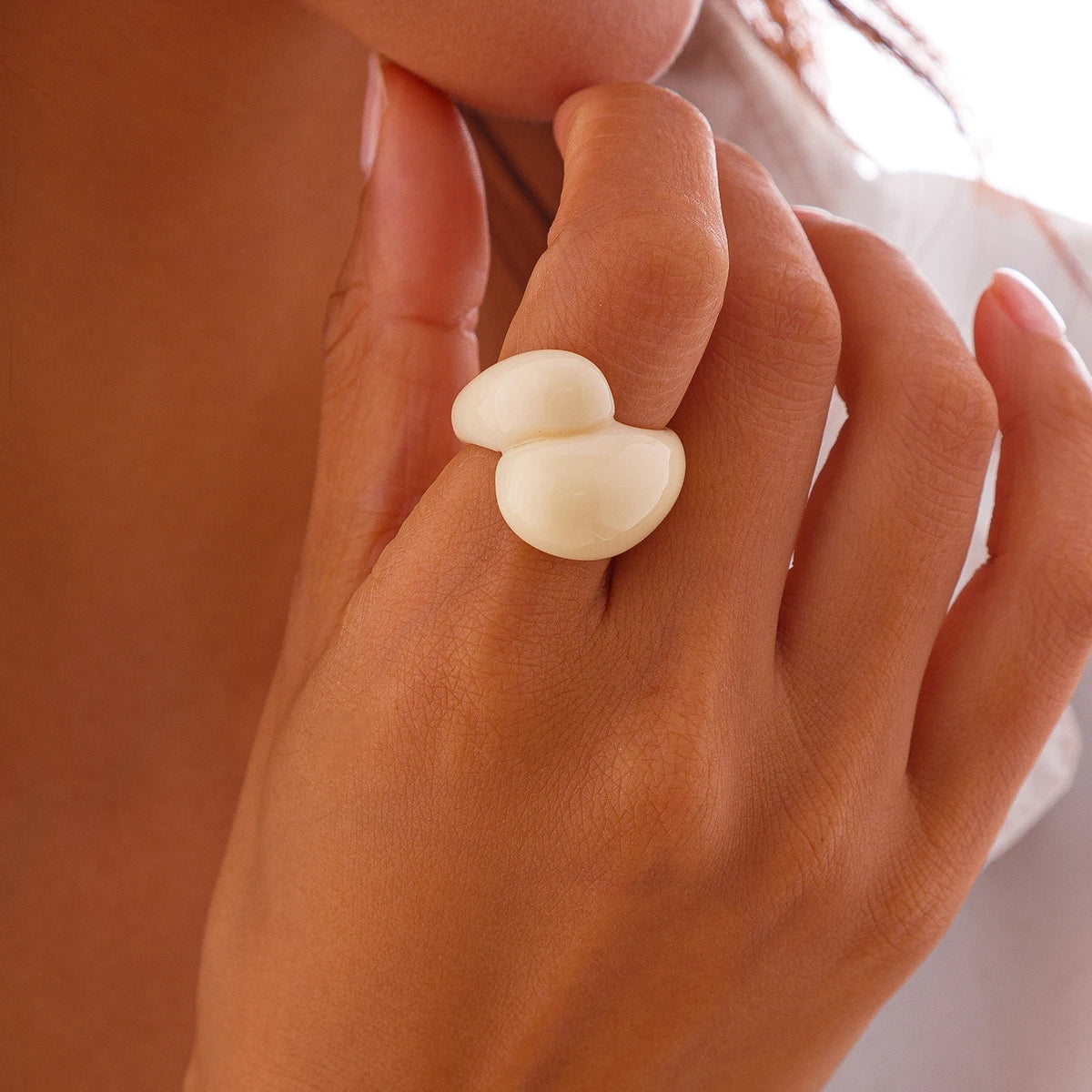 Multicolor Resin Water Drop Chunky Rings Women Boho Geometric Open Cuff Finger Rings Y2K Wed Jewelry Party Accessories