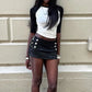 Metal Ring Skirt Women Double-Breasted Tie-Dye Print Folds Sexy Midnight Summer Fashion Music Festival Streetwear