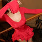 Flare Sleeve Ruffle Sexy Mini Dress Women Robe Irregular Single-breasted V Neck High Waist Slim A-line Club Dress