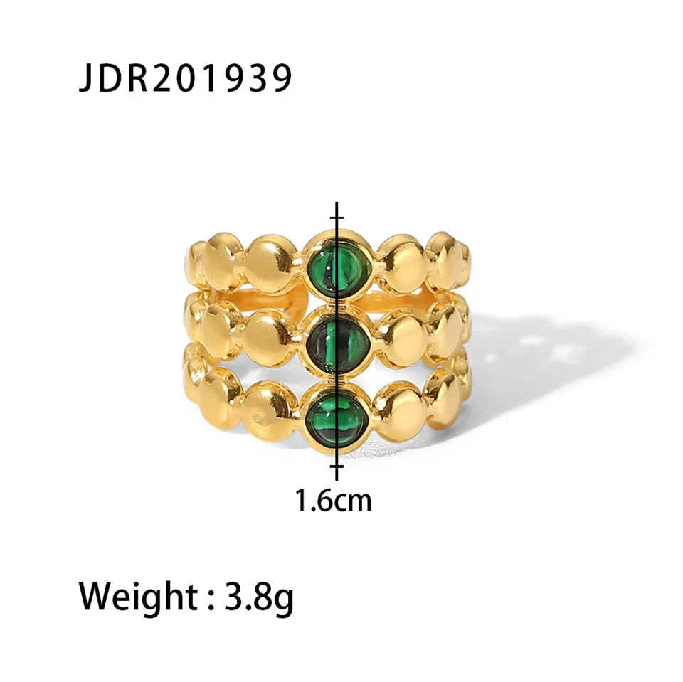 New Design Natural Stone Stainless Steel Ring Women Waterproof Stylish Golden Jewelry 2022 NEW Set