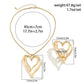 2Pcs Punk Vintage Big Hollow Love Heart Pendant Choker Necklace for Women Rose Flower Rings Wed Bridal Jewelry Set Steampunk New