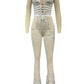 Hollow Bandage Jumpsuits Women Halter Sexy Jacquard Backless Sleeveless Skinny Street Workout Club Hipster Overalls