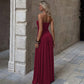 Strapless Ruched Maxi Dress Burgundy Black Outfit Summer Woman Clothing Elegant Dresses Casual